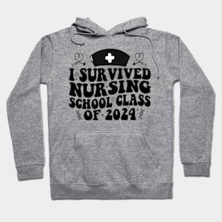 I Survived Nursing School 2024 RN ER Nurse Graduation Gifts Hoodie